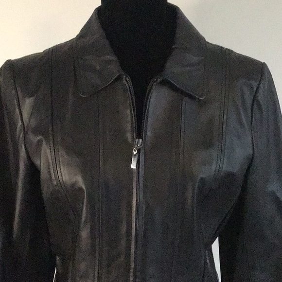 Moda International Black Leather Jacket - Picture 2 of 9